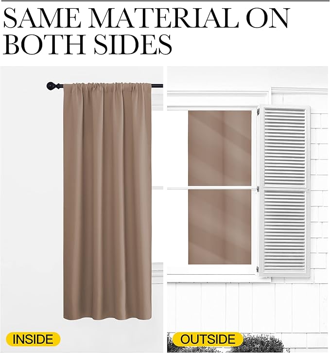 NICETOWN RV Blackout Curtains for Camper Windows, Window Treatment Thermal Insulated Rod Pocket Small Blackout Draperies/Drapes for Bedroom/Kitchen (Cappuccino, Set of 2, 34" Wide by 30" Long) - Image 6