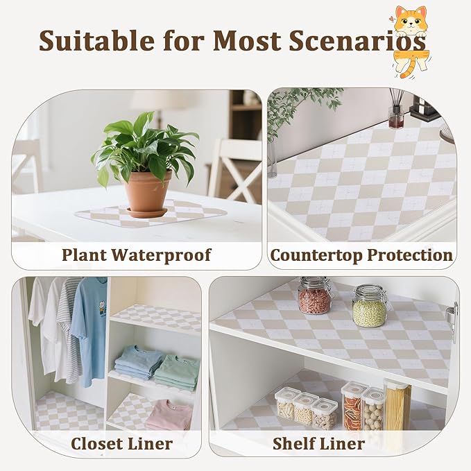 Beige Shelf Liner for Kitchen Cabinets 12" x 240" Non-Adhesive Non-Slip Drawer Liners for Dresser, Waterproof Washable Paper, Durable Protector Mat for Pantry Shelves Cupboards - Image 9