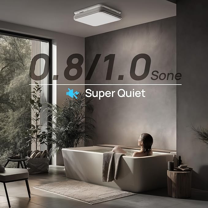 Consciot Bathroom Exhaust Fan with Light, 160 CFM, 1.0 Sone Super Quiet, Bathroom Ventilation Fan with 1500Lm LED Light Warm/Neutral/Cool White Selectable & Nightlight - Image 7