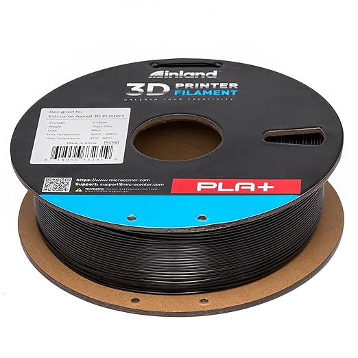 INLAND Micro Center PLA+ 3D Printing Filament 1.75mm - PLA Pro Dimensional Accuracy +/- 0.03 mm - 1kg Cardboard Spool (2.2 lbs) (2 Pack Black, 1.75mm) - Image 7