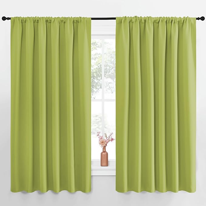 NICETOWN Blackout Curtains for Bedroom, Blackout Curtain Panels, Fresh Green, 1 Pair, 62 by 63-inch, Window Treatment Energy Saving Thermal Insulated Solid Rod Pocket Blackout Drapes/Draperies by NICETOWN