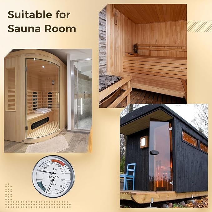 Sauna Thermometer Hygrometer, 2 in 1 Fahrenheit Thermometer Hygrometer for Sauna Room, Indoor Humidity Temperature Monitor Gauge Sauna Accessories - Image 5