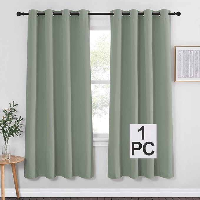 NICETOWN Sage Green Blackout Family Home Curtain - Grommet Thermal Insulated Room Darkening Window Treatment Sound & Light Blocking Drape for Bedroom/Living Room (W52 x L72, 1 Panel) by NICETOWN