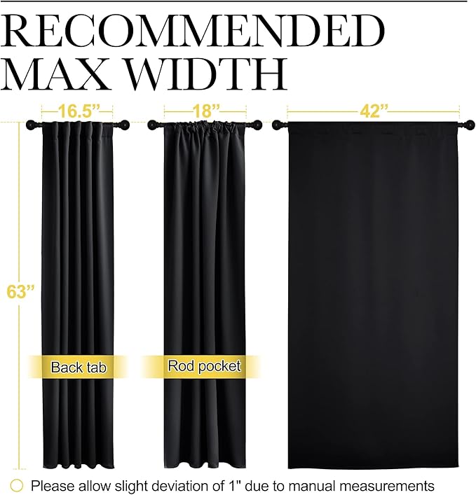 NICETOWN Halloween Blackout Curtains Window Panel Drapes - (Black Color) W42 x L63, Double Panels, Home Decoration Light Blocking Thermal Insulated Rod Pocket & Back Loop Draperies for Living Room - Image 7