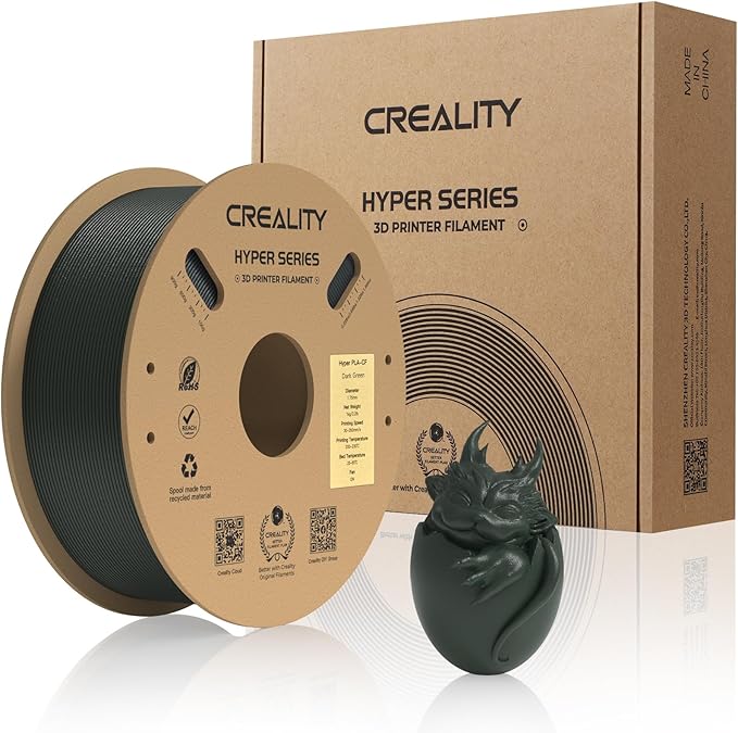Creality PLA Carbon Fiber Filament 1.75mm, Hyper PLA-CF 3D Printer Filament with Matte Finish for 50-300mm/s High-Speed Printing, Dimensional Accuracy +/-0.03mm by Creality