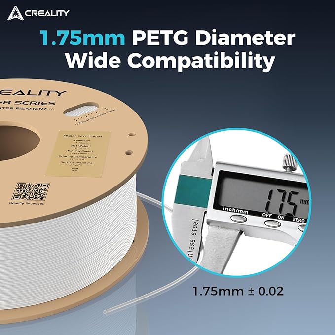 Creality PETG Filament, Hyper 1.75 mm 1 kg PETG: High-Speed 3D Printer Filament 30-600 mm/s, Dimensional Accuracy +/- 0.02 Cardboard Spool (2.2 lbs) for Most FDM 3D Printers,White - Image 7