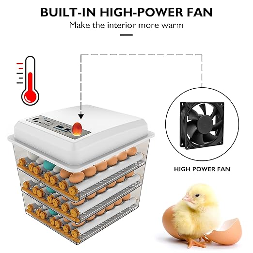 Egg Incubator,Egg Incubator with Automatic Egg Turning and Humidity Control,Poultry Hatcher for Chickens Ducks Birds (128 Eggs) - Image 8