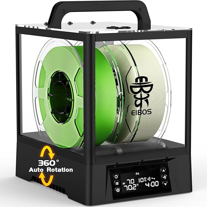 【EIBOS Bundle】 3D Printer Filament Dryer Polyphemus with Fan, Filament Dry Box 2 Rolls with Auto-Rotation + 1KG Silk PLA, Gold Red - Image 4
