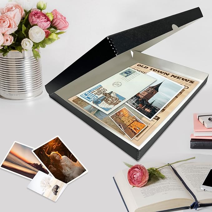 Lineco Clamshell Folio Storage Box, 16.5" x 20.5" x 1.75" Prints, Metal Edge Archival Boxboard, Color: Black - Image 7