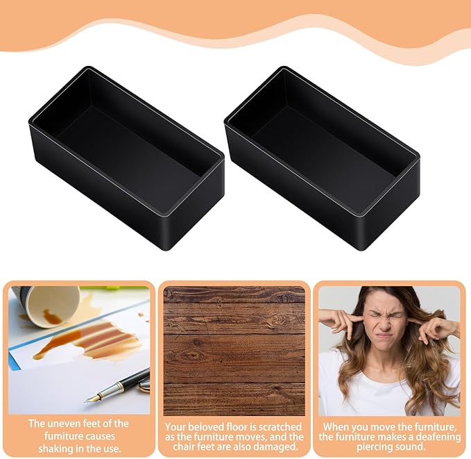 8pcs Rubber 2x4 Wood Post End Cap Rectangle Furniture Leg Caps Black Chair Table Leg Covers(1.5" x 3.5"), End Covers for Lumber Fit (1-1/2" x 3-1/2") 2x4, Anti- Scratches and No Noise - Image 4
