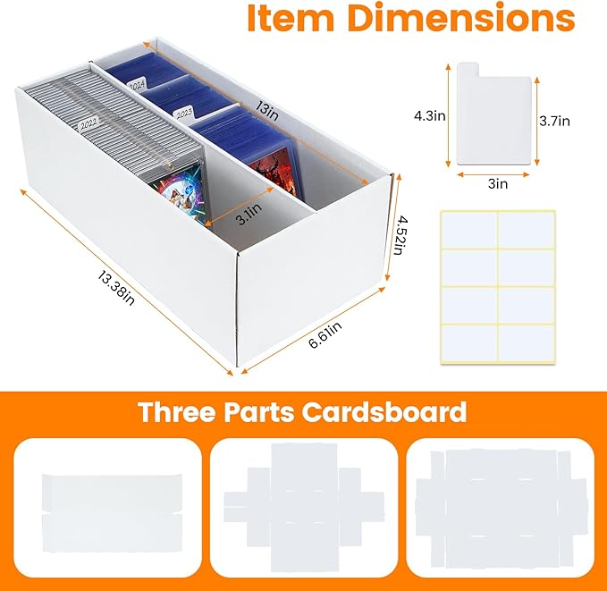 4 Pack Trading Card Storage Box - 2 Rows Divided Cardboard Case, Compatible with Top Loader One Touch for Sports Card Storage - Image 2