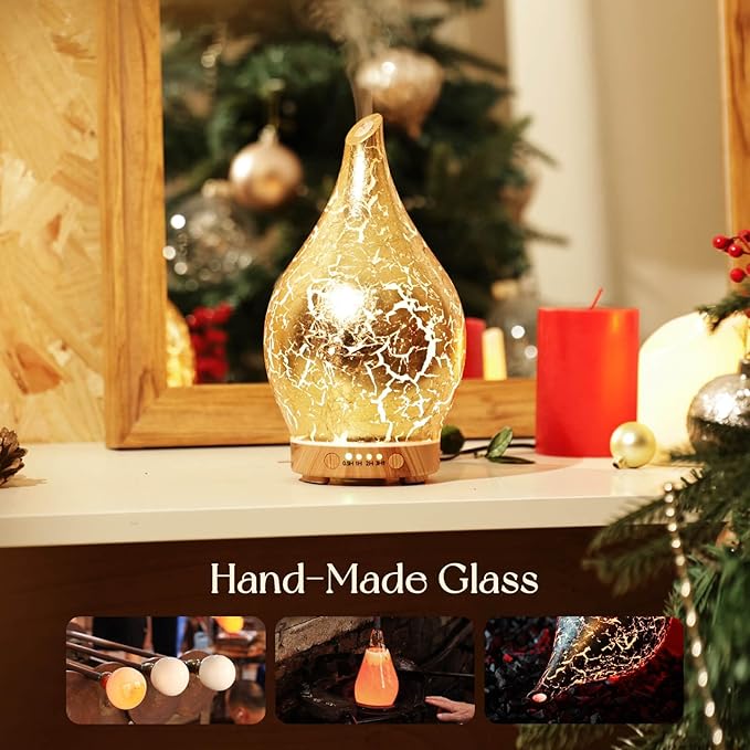 Porseme Essential Oil Diffuser Glass Aromatherapy Ultrasonic Humidifier, Air Refresh Auto Shut-Off, Timer Setting, BPA Free for Home Hotel Yoga Leisure SPA Gift 150ml Last 6H - Image 5