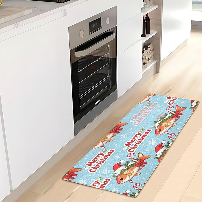 Merry Christmas Golden Salmon decorative mats for inside anti-mold bathroom rugs for entrance hall accessories 39x20in tapetes para ba?o - Image 6