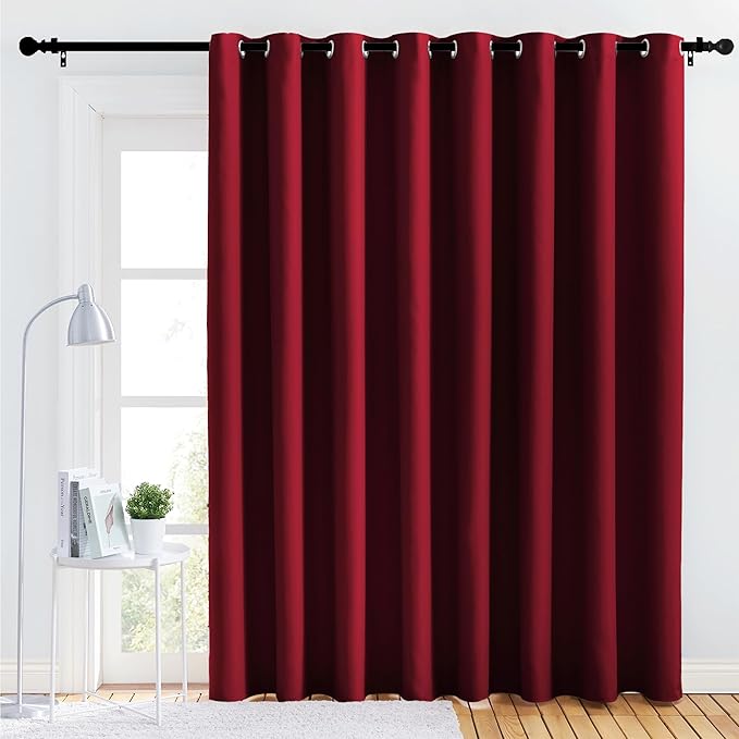 NICETOWN Bedroom Blackout Curtain Panel - (120 inches by 90 inch, Burgundy Red, 1 PC) Energy Saving Thermal Insulated Grommet Blackout Drapery for Patio, Room Divider Curtain by NICETOWN