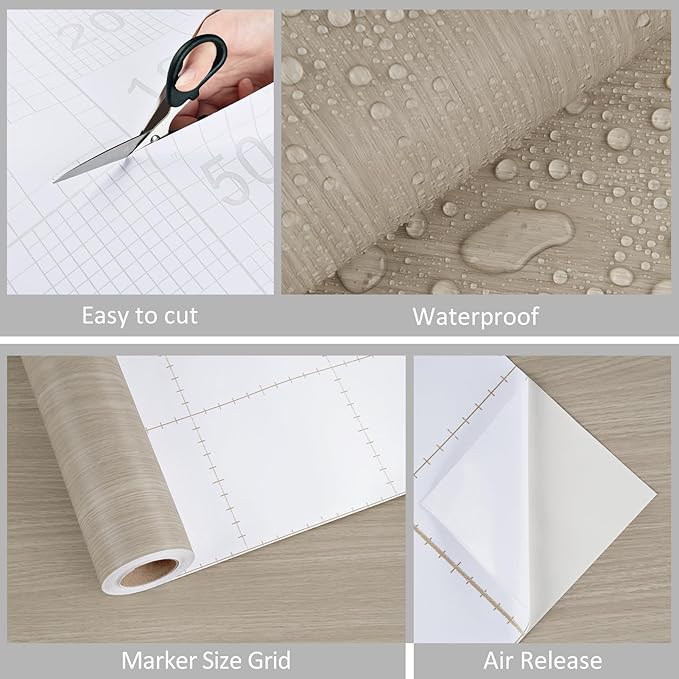WESTICK 24" x 394" Large Wood Contact Paper for Countertops Waterproof Neutral Wood Wallpaper Peel and Stick Kitchen Countertop Contact Paper Self Adhesive Wooden Vinyl Wrap for Tables Cabinets Walls - Image 6