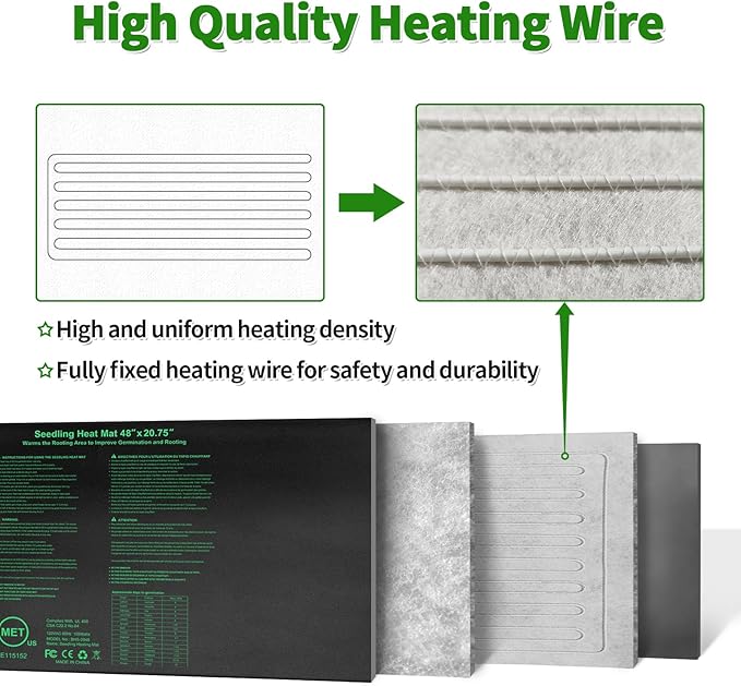 Seedling Heat Mat 48"x20.75", UL & MET-Certified Waterproof Plant Heating Pad for Germination, Hydroponics, Brewing, Breeding, and Greenhouses - Image 5