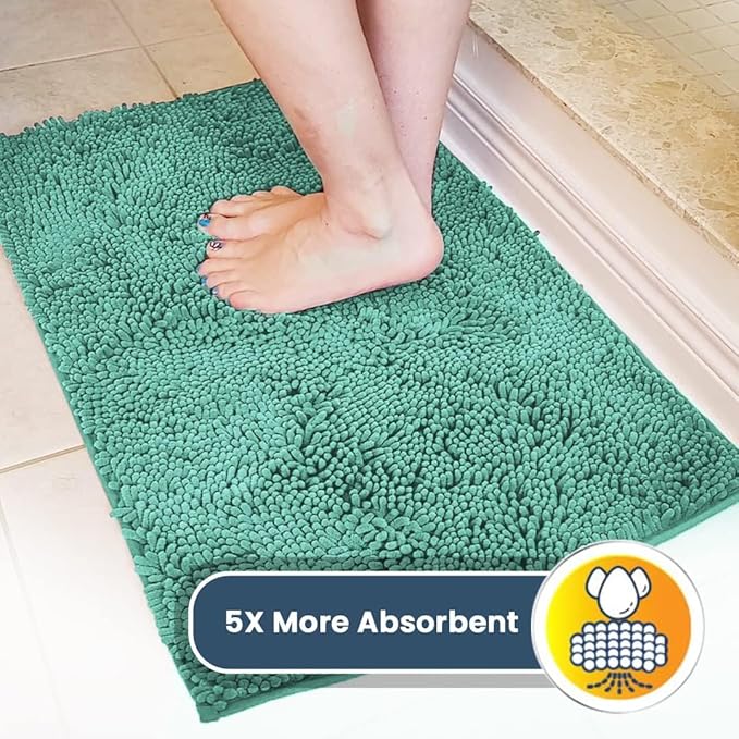 Muddy Mat® Pack of 3 Highly Absorbent Microfiber Dog Door Mat and Pet Rug, Non Slip Thick Washable Area Mat Soft Chenille for Kitchen Bathroom Bedroom and Outdoor - Sea Green Small, Medium & Large - Image 4