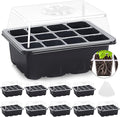 MIXC 10 Packs Seed Starter Tray Seed Starter Kit with Humidity Dome (120 Cells Total Tray) Seed Starting Trays Plant Starter Kit and Base Mini Greenhouse Germination Kit for Seeds Growing Starting by MIXC