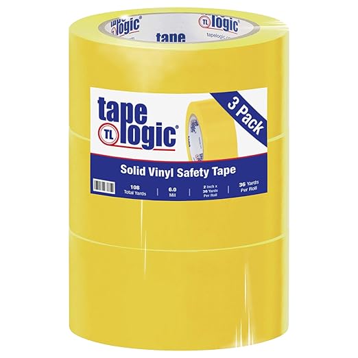 Aviditi Tape Logic Multipurpose Solid Vinyl Safety Tape, (Bulk Pack of 3) 2 Inch x 36 Yards, Yellow, Heavy-Duty 6 Mil Thick - Moisture/Grease Resistant, Floor Marking and Social Distancing by Aviditi