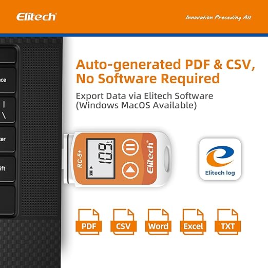 Elitech RC-5+ Digital PDF USB Temperature Data Logger Reusable Recorder Refrigerator Thermometer 32000 Points High Accuracy (100 Packs) - Image 2