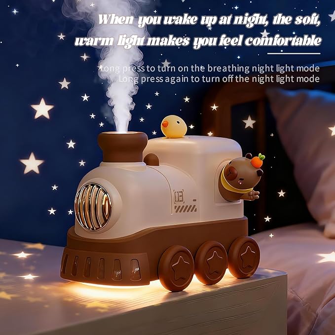 Portable Mini Humidifier,300ml USB Desktop Personal Cool Mist Small Humidifiers,2 Mist Modes,Auto Shut-Off,Mute for Bedroom/Home/Nursery/Office,Cute Mini Humidifier With Night Light (Brown) - Image 5