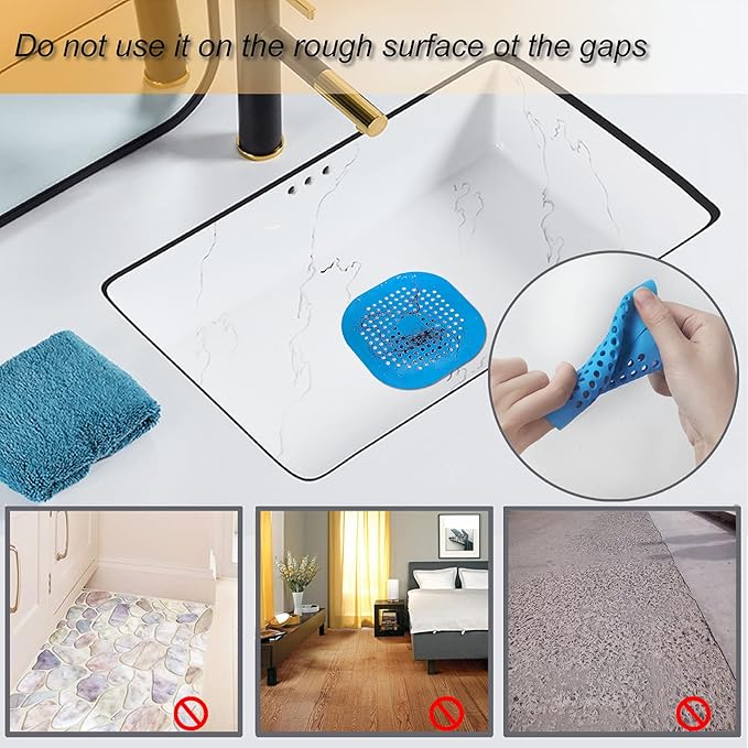Hair Drain Catcher,Square Drain Cover for Shower Silicone Hair Stopper with Suction Cup,Easy to Install Suit for Bathroom,Bathtub,Kitchen 2 Pack (Blue) - Image 2