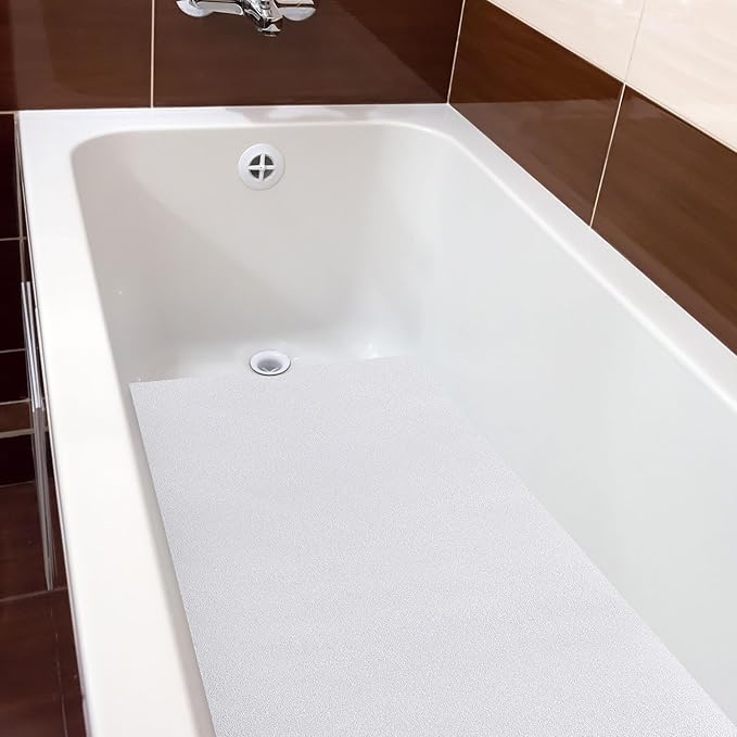 16" x 40" Non Slip Bathtub Mat with Drain Cut Out Anti Slipping Non Skid Safe Tub Mat Adhesive Peel and Stick Bath Tub Mat PEVA Tub Sticker for Shower Floor Boat Wet Areas(White) - Image 6