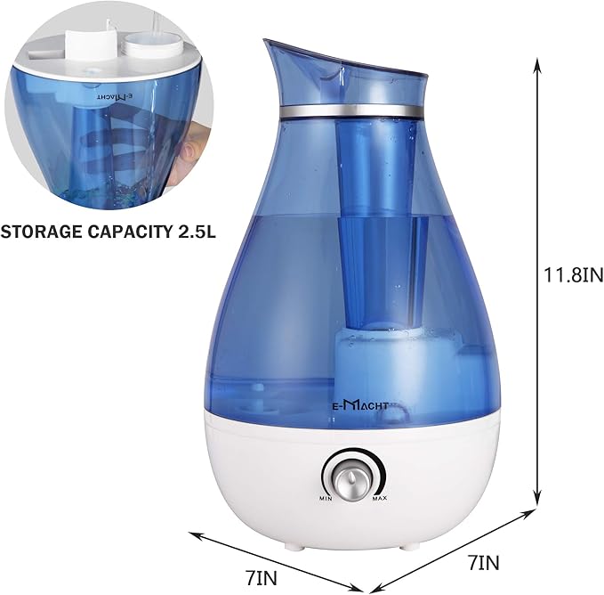 TRY & DO Plant Humidifier Indoor 2.5L Cool Moisture Humidifiers for Bedroom Air Humidifier with Night Light Up to 12 Hours Auto Shut Off (2.5L, Blue) - Image 7