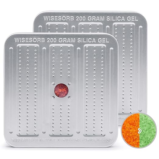 200 Gram 2 Pack Gun Safe Dehumidifier, Reusable Silica Gel Dehumidifier, Indicating Silica Gel Desiccant Canister (Orange to Green) by Wisesorb