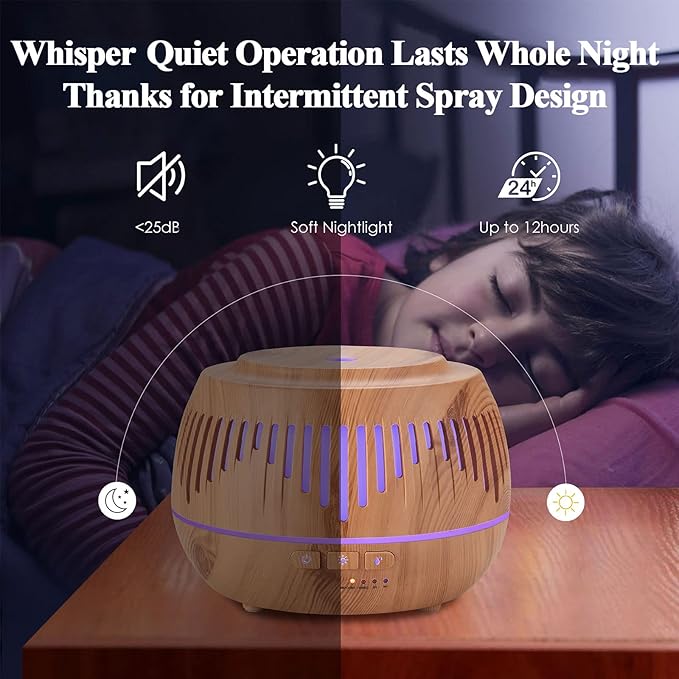 Humidifiers for Bedroom Large Room Home Baby Kids Whole House Hotel Office Desk Plant,500ml Cute Aromatherapy Portable Ultrasonic Cool Mist Humidifier with Essential Oil Diffuser Light Remote - Image 4
