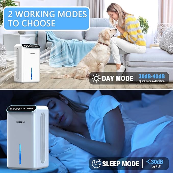 Dehumidifiers, Dehumidifier for Home (85 OZ, 800 sq.ft) Quiet Small Dehumidifier for Bedroom Bathroom Basement with Drain Hose, 3 Gear Timer, Sleep Mode, Auto Shut Off, 7 Color Ambient Light - Image 4