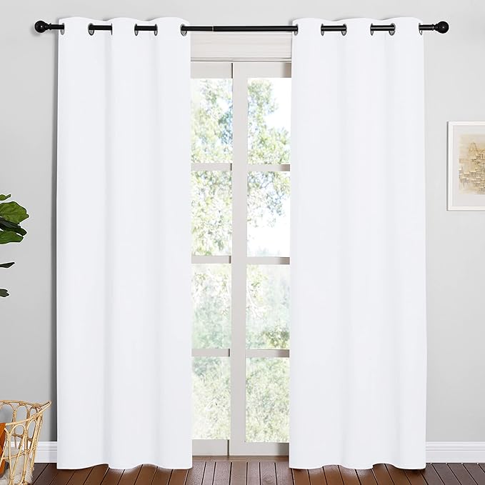 NICETOWN Window Treatment Curtain Set - 50% Light Reducing Drapes for Living Room, Curtain Panels for Patio Door (2 Panels, 42 inches x 84 inches, Pure White) by NICETOWN