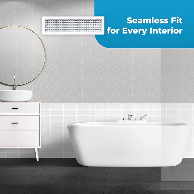 Aluminum 24 x 6 Air Vent Cover – Adjustable Grille with Damper – Overall Size 25-5/8 x 7-5/8 – Rustproof HVAC Wall Register for Quiet Airflow – White Finish - Image 8