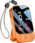 Travel Carbon Monoxide Detectors [3-in-1] Mini Size Portable CO Detector with Kickstand & Lanyard 85 dB Alarm [CO Temp Humidity Sensor] for Indoor Outdoor Camping Travel RV Hotel (New Orange) by HAKINAKU