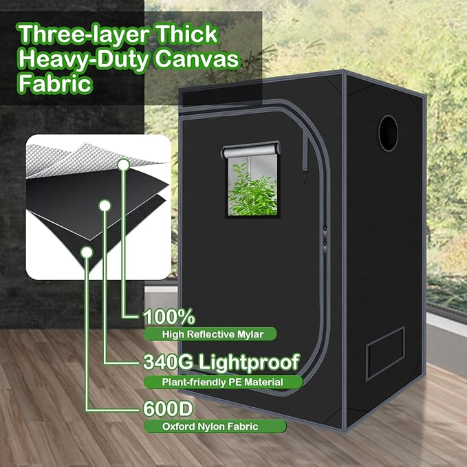Grow Tent 48"x48"x78" Growing Tents for Indoor Plant 600D Mylar Hydroponic High Reflective Grow Tent for Plant Fruit Flower Veg Growing 4x4 - Image 5