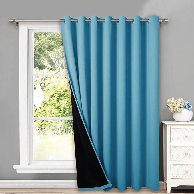 NICETOWN Total Shade Patio Door Curtain, Heavy-Duty Full Light Shading Sliding Door Drape Room Divider Curtain, Vertical Blind for Window（Teal Blue, 1 Panel, 100 inches Wide x 84 inches Long by NICETOWN