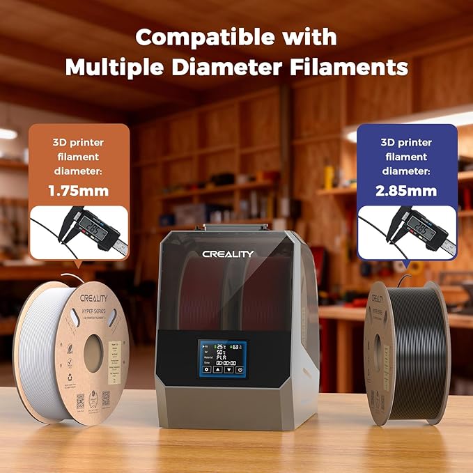 2026 New Official CREALITY Space Pi Filament Dryer Plus, 2 Spools Double 360° 160W PTC Fast Heating 3D Printer Filament Dryer Box, 4''LCD Touch Screen, One-Key Set Filament Drying for PLA PETG ABS TPU - Image 6