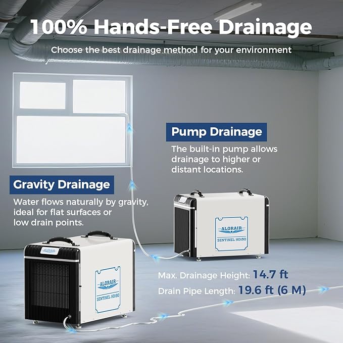 ALORAIR Wi-Fi Crawl Space Dehumidifier, 198 PPD Basement Dehumidifiers with Condensate Pump, Auto-Defrost, Rare Earth Alloy Tube Evaporator - Image 4