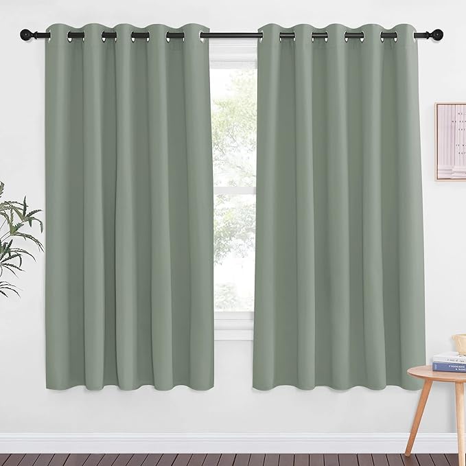 NICETOWN Blackout Doorway Curtain for Bedroom - Grommet Window Treatment Thermal Insulated Solid Room Darkening Drape for Patio Door/Porch (Sage Green, 1 Piece, W66 x L66) by NICETOWN