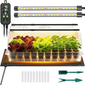 Large Seed Starter Tray with Grow Light and Thermostat Controller Heat Mat, 10"x 20.75" Heat Mats for Plant Growing，68-113°F Adjustable，Color Change Grow Lights，Germination Trays Kits by Adawook