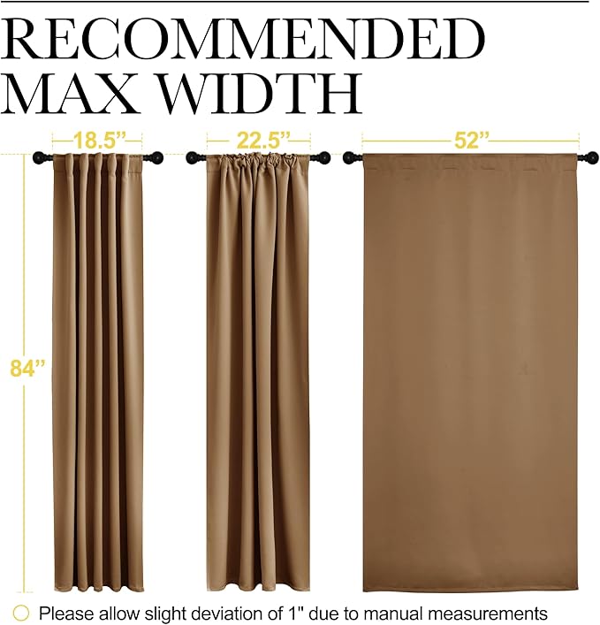 NICETOWN Blackout Curtain Panels for Living Room - (Gold Brown Color) 52x63 Inch, 2 Panels Set, Room Darkening Blackout Drapes for Window - Image 7