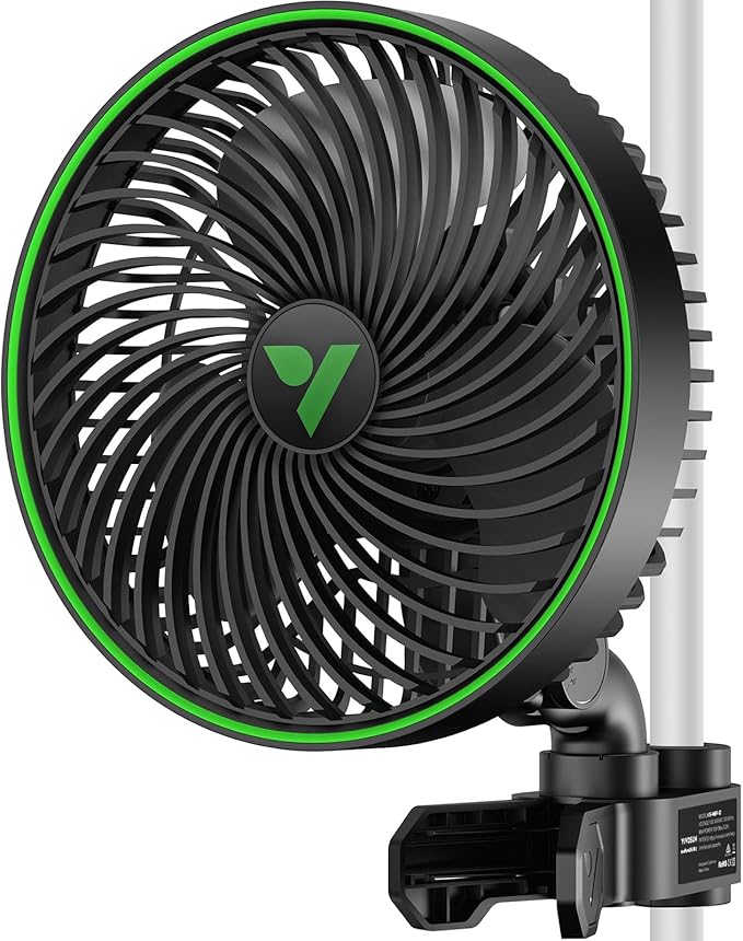 VIVOSUN AeroWave E6 Gen2, Grow Tent Clip Fan 6”, EC Motor, Smart Control, Powerful Oscillating Fan, Local Timer, Weatherproof IP54, for Hydroponics Circulation Cooling, Black by VIVOSUN