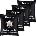 Vacplus 4 Pack 400g Reusable Desiccant Packs for Storage, Large Silica Gel Packets with Indicator Beads, Dehumidifier and Moisture Absorber for Car, Closet, Drawer, 5.8" x 7.1" by Vacplus