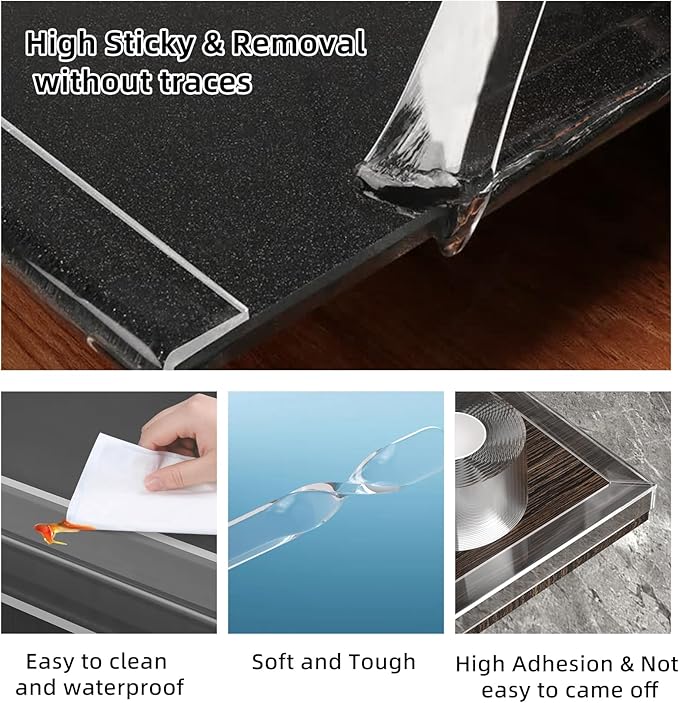 Edge Corner Protector Baby Proofing,Soft Clear Furniture Table Corner Guard & Edge Safety Cabinet Door Bumper,Crib Bumpers,Wall Protector(4Ft x 0.8" W x 0.08" Th) - Image 2