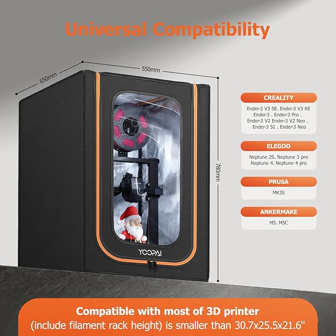 3D Printer Enclosure with LED Lighting, Fireproof Dustproof Tent Constant Temperature Protective Cover for Creality Ender 3 V3 SE/KE/Ender 3/Ender 3 Pro/Ender 3V2/Ender 3S1/Neo/Anycubic Elegoo, Medium - Image 5