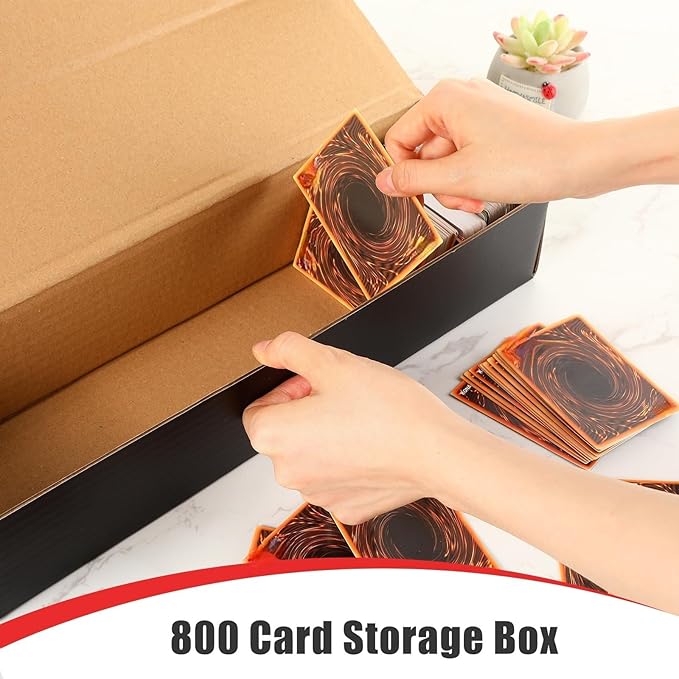Yexiya 6 Pcs 800 Count Storage Box Card Holders, Trading Cards Sports Collector Boxes Organizer for Baseball Football Sports, and Playing, Cardboard, Game, Black - Image 7