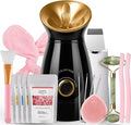 Colorfarm Facial Steamer Nano Ionic: Face Steamer Home Spa Kit Deep Cleaning Unclogs Pores Sinuses Inhaler with 8 Skin Care Tools - Relaxing Self Care Skincare Beauty Gifts for Women (Black Gold) by Colorfarm