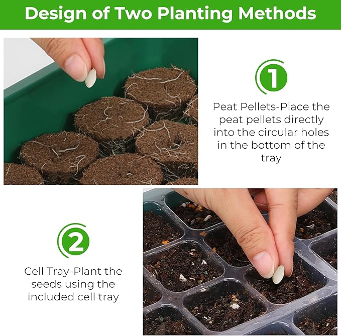 Seed Starter Tray with Grow Light, 6pcs Seed Starter Kits with Light and Adjustable Humidity Domes, Covers Height 3.9", Indoor Seedling Starter Plant Germination Trays (Green-Warm White) - Image 5