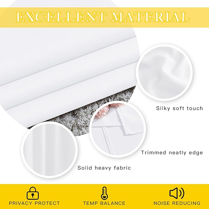 NICETOWN Sliding Door Curtain Window Treatment, Energy Smart Thermal Insulated Extra Wide Solid Blackout Curtains/Drapes for Patio Door/Porch (Pure White, 1 PC, W80 x L108) - Image 4