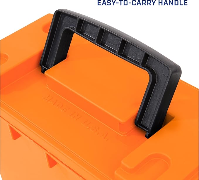 Sheffield 12630 Ammo Storage Box, Stackable .30 Cal Field Boxes, Water and Dust Resistant, Lockable Storage Box with Handle, Secures Hunting Gear, Supplies, and Bullets, Made in USA, Orange, 1-Pack - Image 7